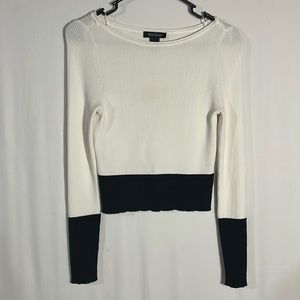 WHBM Cropped Ribbed Top XS  WHITE/BLACK